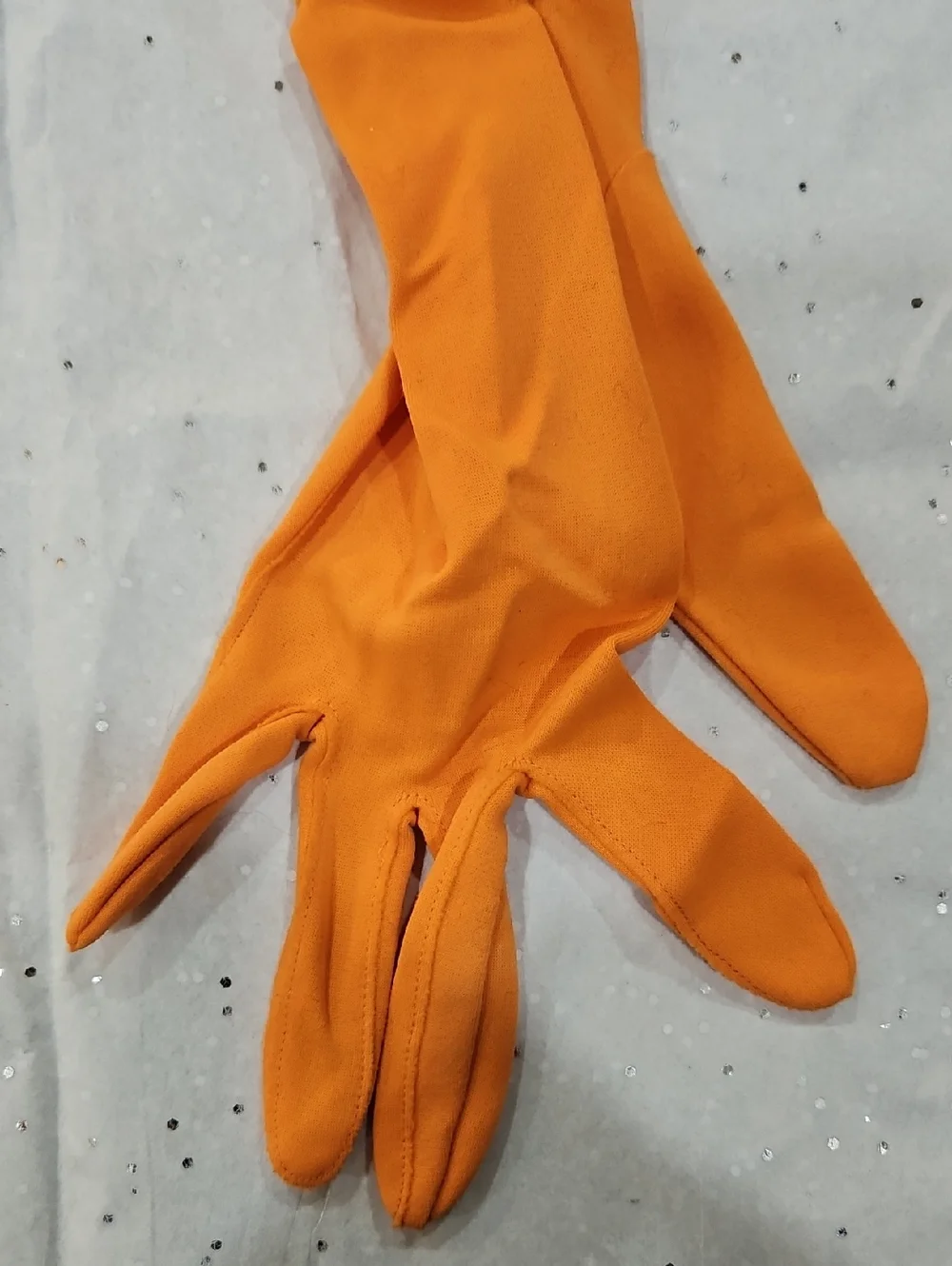 Orange‎ Ruched Elbow Gloves -Vintage